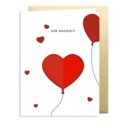 Klappkarte Zur Hochzeit mit 3D Herzballon Motiv