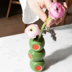 Kleine Vase in Oliven-Optik 10,5 cm aus Keramik