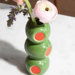 Kleine Vase in Oliven-Optik 10,5 cm aus Keramik