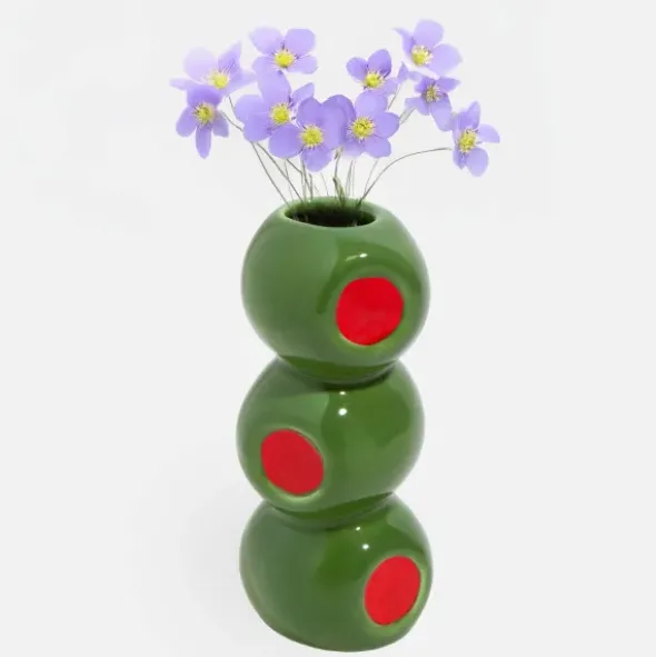 Kleine Vase in Oliven-Optik 10,5 cm aus Keramik