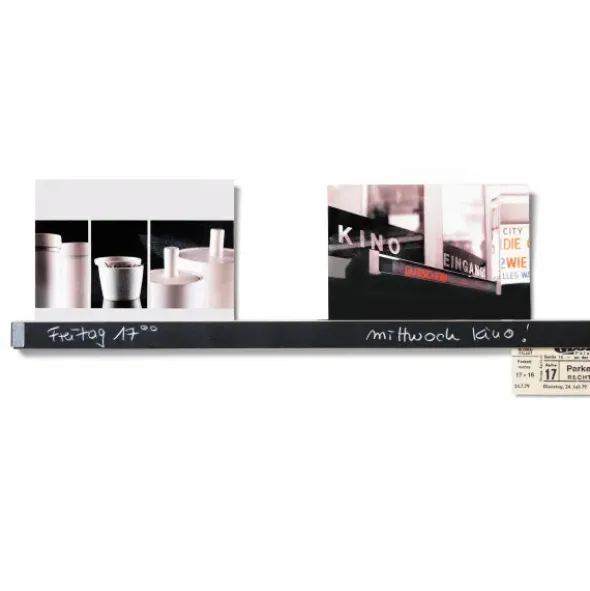 Klemmleiste Clip Rail 90 cm - Wand Karten- & Fotoleiste | 2 seitig - Ahornholz & Tafellack