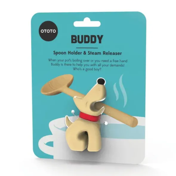Kochlöffelhalter & Topfdeckelwächter Hund - BUDDY hellbraun