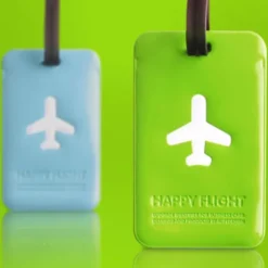 Kofferanhänger Happy Flight Square Luggage Tag grün