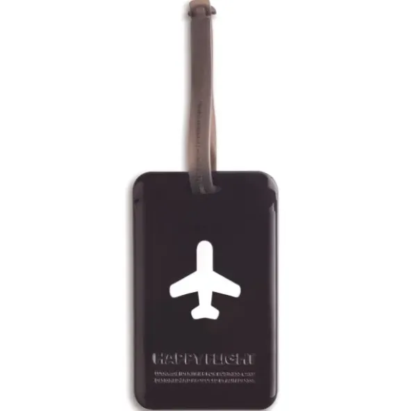 Kofferanhänger Happy Flight Square Luggage Tag schwarzbraun