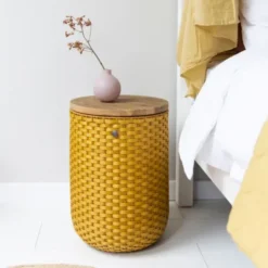 Korb Beistelltisch + Hocker HALO sit, ocker-gelb