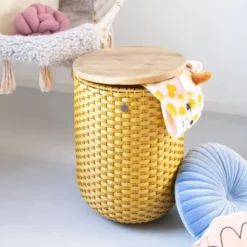 Korb Beistelltisch + Hocker HALO sit, ocker-gelb