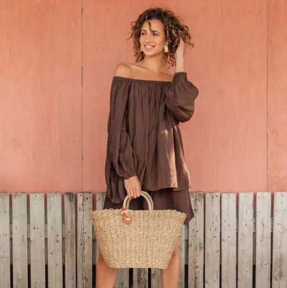 Korbtasche geflochten SOFIA - Design Shopper & Strandtasche M