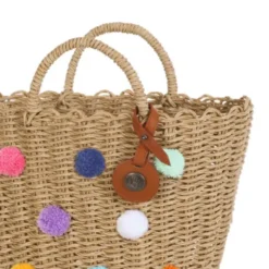 Korbtasche geflochten SOFIA Pompoms - Design Handtasche S