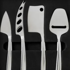Käsemesser-Set im Aufbewahrungsbuch 4-teilig – Käsemesser, Zinkenmesser, Hackmesser & Käsehobel