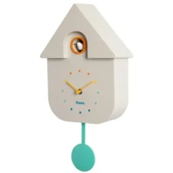 Kuckucksuhr weiß mit Pendel mint, Wand-/Tischuhr CUCKOO mit Vogel & Kuckucksruf