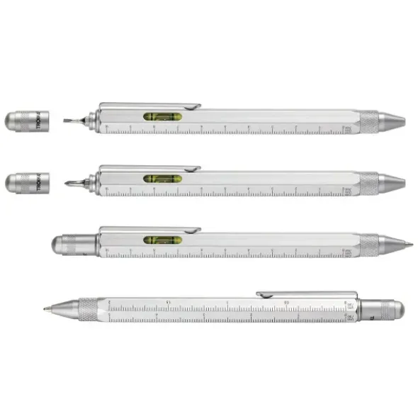 Kugelschreiber Construction mit Wasserwaage, Lineal, Bit... - silber