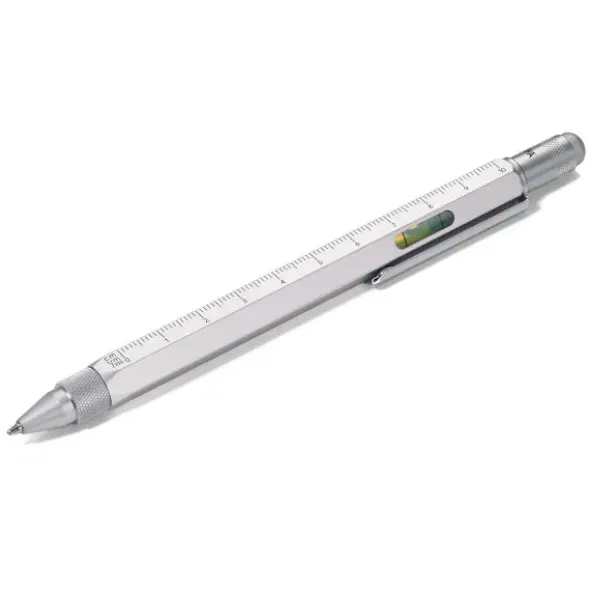 Kugelschreiber Construction mit Wasserwaage, Lineal, Bit... - silber