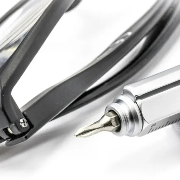 Kugelschreiber Construction mit Wasserwaage, Lineal, Bit... - silber