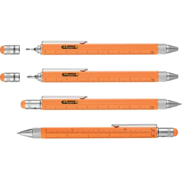 Kugelschreiber Construction mit Wasserwaage, Lineal, Bit... - neon orange
