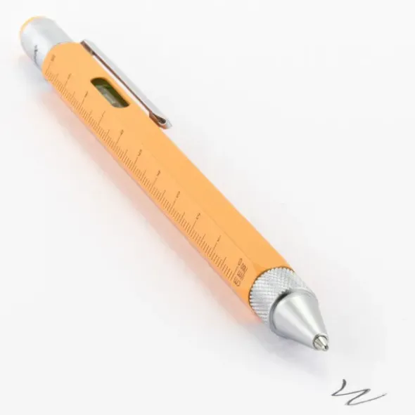 Kugelschreiber Construction mit Wasserwaage, Lineal, Bit... - neon orange