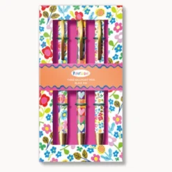 Kugelschreiber 3er-Set - bunte Kugelschreiber im Blumen-Design