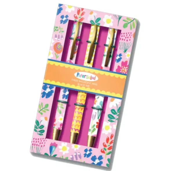 Kugelschreiber 3er-Set - bunte Kugelschreiber im rosa Blumen-Design