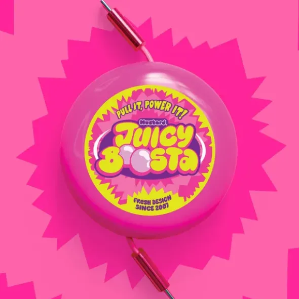 Ladekabel USB-C 90cm – Juicy Boosta aufrollbar pink