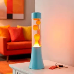 Lavalampe 30 cm hellblau - Flüssigkeit orange