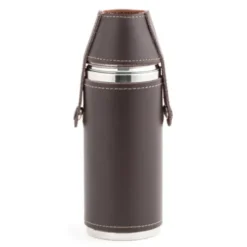 Lederetui mit Flachmann + 2 Schnapsgläser CAMPING FLASK Set
