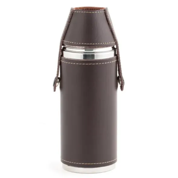 Lederetui mit Flachmann + 2 Schnapsgläser CAMPING FLASK Set