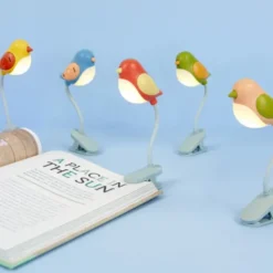Leselampe Vogel grün - Buchlicht BIRDIE zum Klemmen mit flexiblem Lampenhals