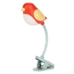 Leselampe Vogel rot - Buchlicht BIRDIE zum Klemmen mit flexiblem Lampenhals