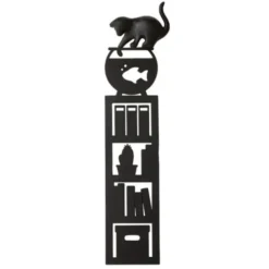 Lesezeichen fischende Katze, Kunststoff schwarz