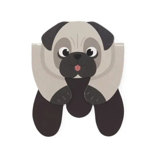 Lesezeichen Hund magnetisch auf Geschenkkarte, grau-schwarz MUFFIN
