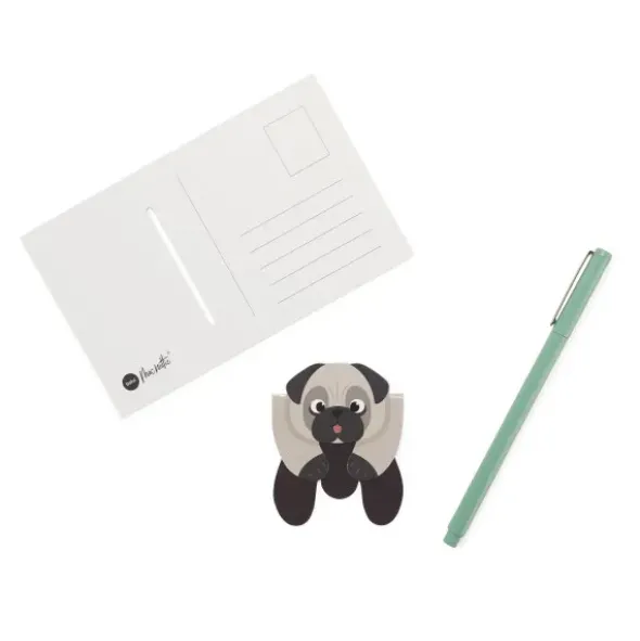 Lesezeichen Hund magnetisch auf Geschenkkarte, grau-schwarz MUFFIN
