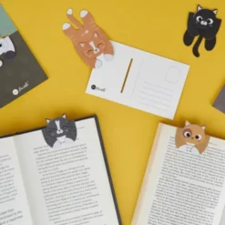 Lesezeichen Katze magnetisch auf Geschenkkarte, grau-getigerte Katze KITTY