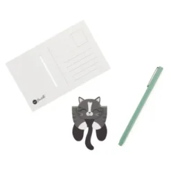 Lesezeichen Katze magnetisch auf Geschenkkarte, grau-getigerte Katze KITTY