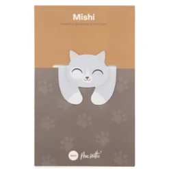Lesezeichen Katze magnetisch auf Geschenkkarte, hellgraue Katze MISHI