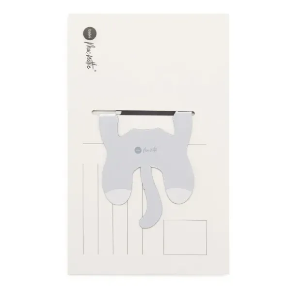 Lesezeichen Katze magnetisch auf Geschenkkarte, hellgraue Katze MISHI