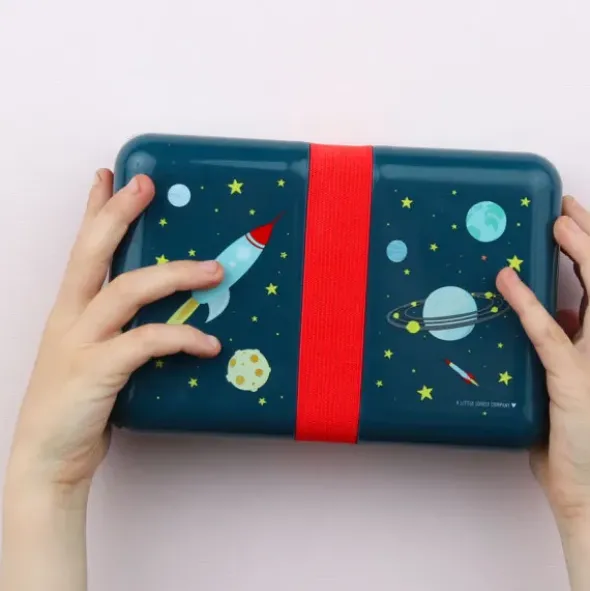 Lunchbox / Brotdose mit Stickerbogen SPACE