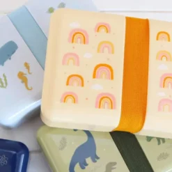 Lunchbox / Brotdose mit Stickerbogen RAINBOWS
