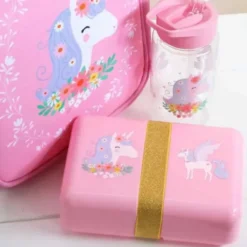 Lunchbox / Brotdose mit Stickerbogen UNICORN