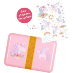 Lunchbox / Brotdose mit Stickerbogen UNICORN