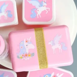 Lunchbox / Brotdose mit Stickerbogen UNICORN