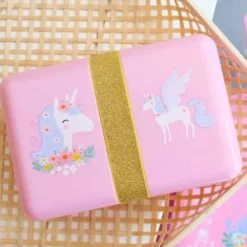 Lunchbox / Brotdose mit Stickerbogen UNICORN