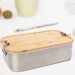 Lunchbox Edelstahl mit Bambusdeckel JUNGLE CLIP L
