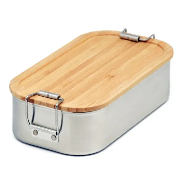 Lunchbox Edelstahl mit Bambusdeckel JUNGLE CLIP S