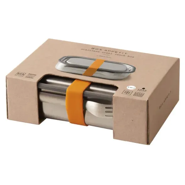 Lunchbox Edelstahl mit Gabel 1 l - orange