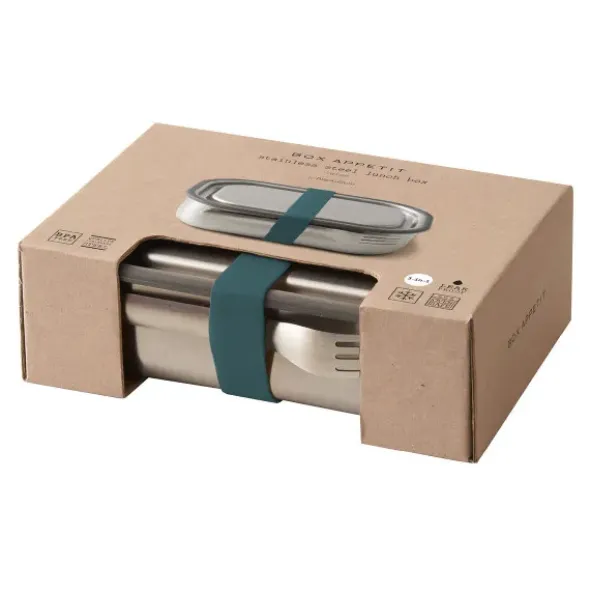 Lunchbox Edelstahl mit Gabel 1 l - ocean