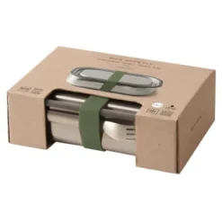 Lunchbox Edelstahl mit Gabel 1 l - olive