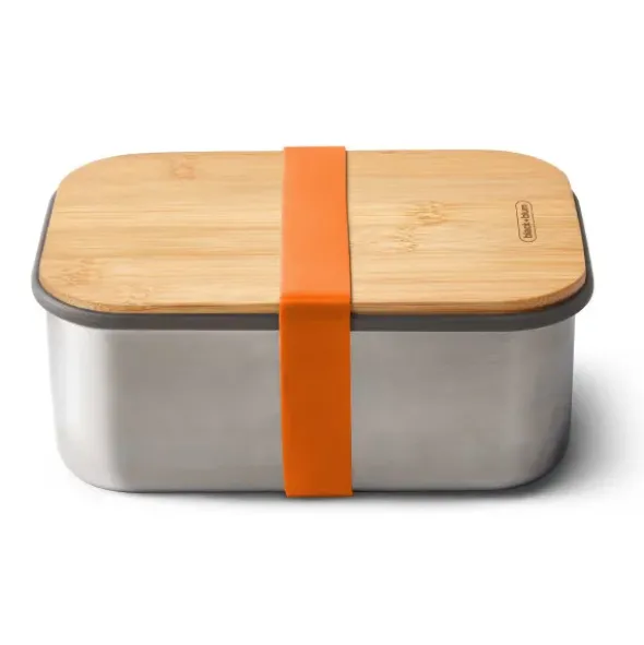 Lunchbox / Sandwichbox L Edelstahl Bambus 1,25 l orange