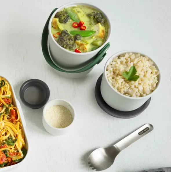 Lunchpot ORIGINAL mit Göffel 600 + 300 ml, olive