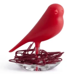 Magnethalter / Büroklammernhalter Nest Sparrow rot