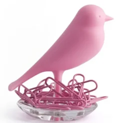 Magnethalter / Büroklammernhalter Nest Sparrow pink