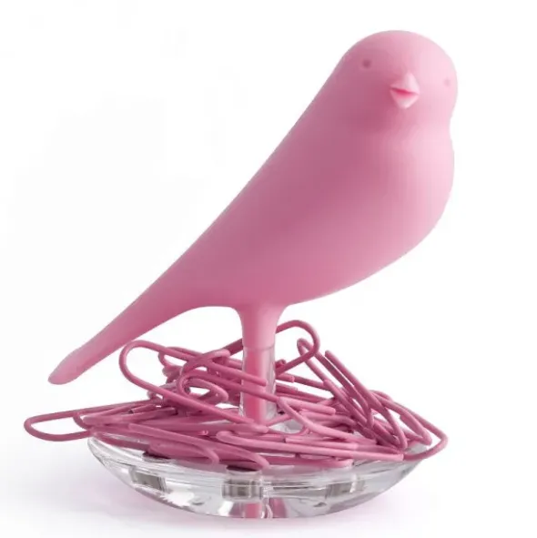 Magnethalter / Büroklammernhalter Nest Sparrow pink